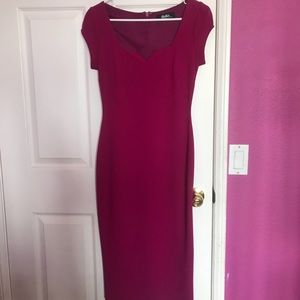 Dark fuschia cocktail dress, 3/4 length